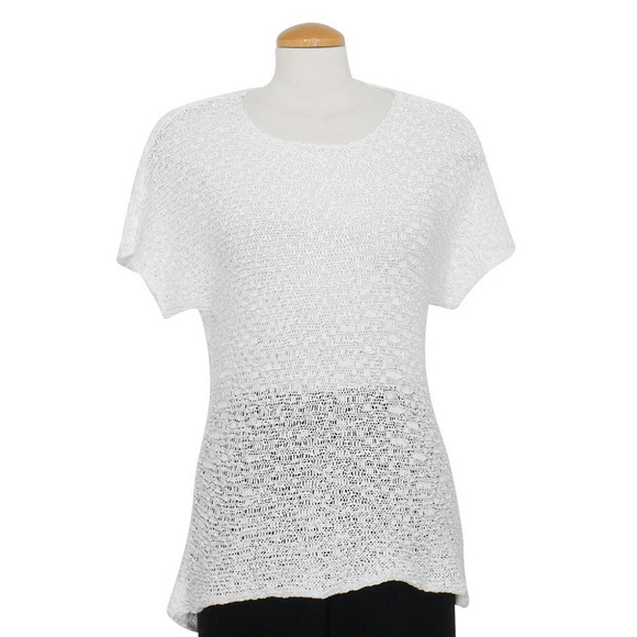 Cotton Mini Slub Short Sleeve Box Sweater Top M - Picture 1 of 4